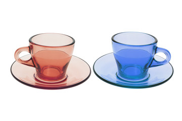 Tea Cups and Saucers on White background