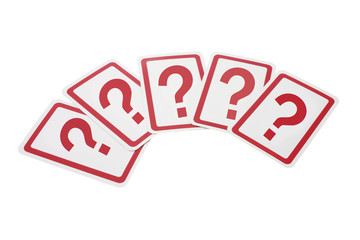 Question Mark Cards on Isolated White Background