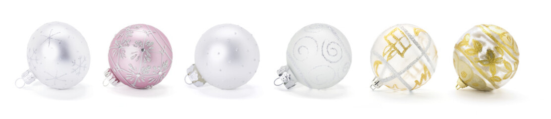 Christmas Tree Baubles on Isolated White Background