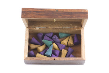 natural incense in wooden box