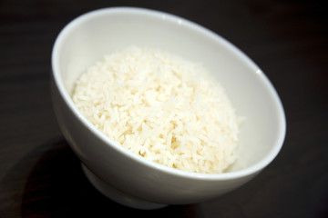 Basmati rice in a white rice bowl