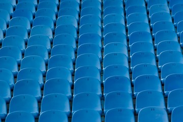 Blue sits on the stadium.