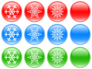 Glass buttons with snowflakes