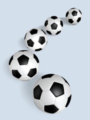 soccer balls isolated on blue background