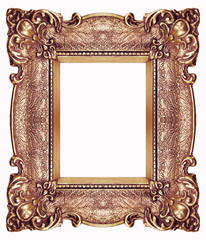 Golden Frame isolated on white background, studio shot