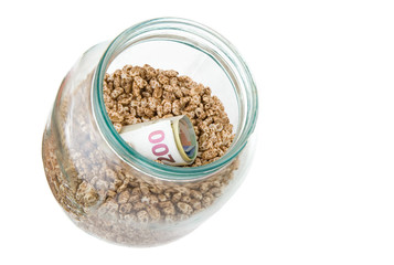 Secure savings in a jar isolated on white.