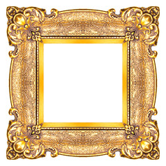 Golden Frame isolated on white background, studio shot