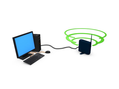 3d image, conceptual Desktop Wireless connection