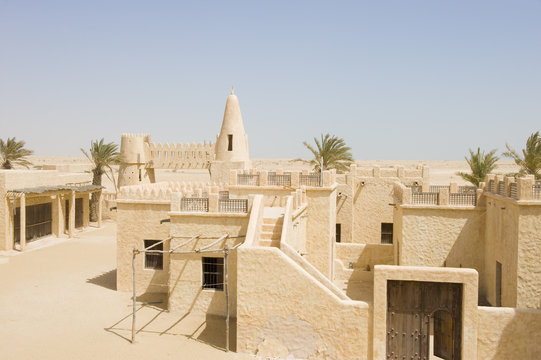 Reconstruction of a historical Arabic town in the desert.