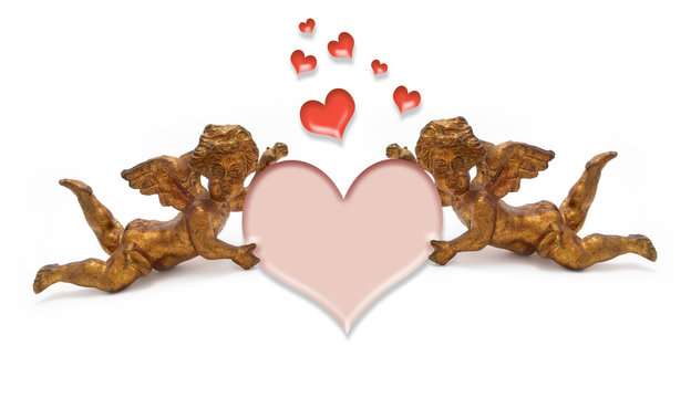 ANGELI MESSAGGERI DI SAN VALENTINO - UN CUORE ROSA TENERO