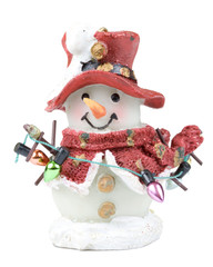 Decorative figure of a snowman on a white background