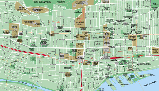 Montreal Downtown City Map