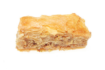 Greek pastry baklava isolated on white