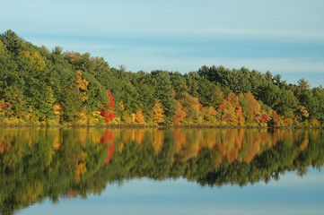 Foliage reflected on Johnson's Pond in Boxford, MA