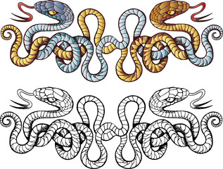 two plaited snakes tattoo ornament
