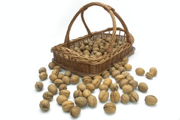 walnut out of wicker basket