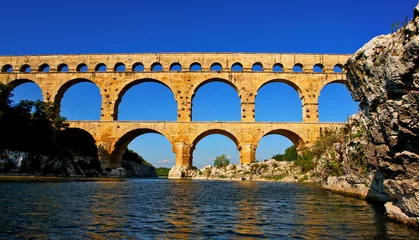 Photo sur Plexiglas Pont du Gard pont du gard et riviere gardon