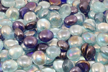 Blue and Translucent rainbow glass beads background