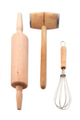 Kitchen tools on white background and clipping path