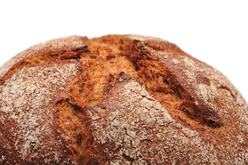 Fresh dark bread on white background