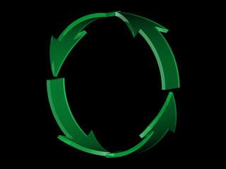 four green arrows circle