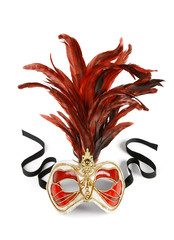 Decorative venetian carnival mask isolated on white background