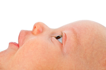 close up on 3 month old baby face