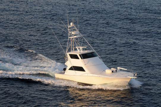 Luxury fishing boat aerial view