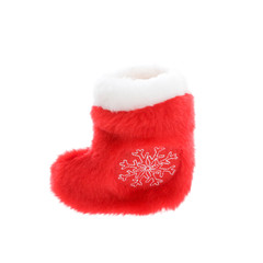 Red christmas sock with snowflake ornamental pattern