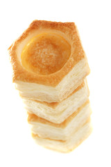 four pastry shell isolated on white