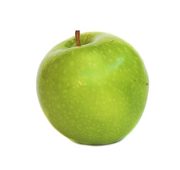 a green apple over white background