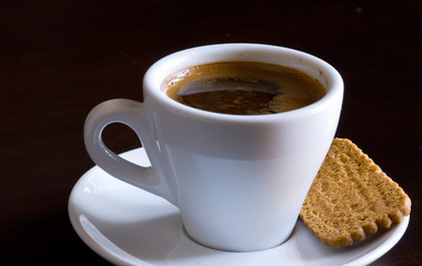 Cup of  Coffee with biscuits.