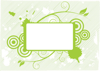 green abstract blank floral design, grunge elements