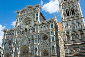 Naklejka premium Close-up cathedral duomo bell tower Florence