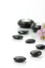 Pebbles, candles and flowers. SPA concept