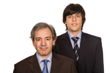 two young business men portrait, focus on the right man