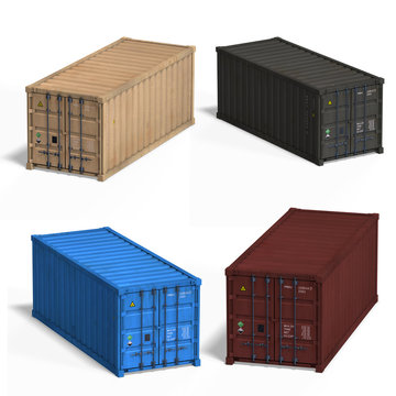 collection of four container With Clipping Path over white