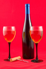wine on a red background