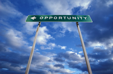 Highway sign to the town of Opportunity, Montana