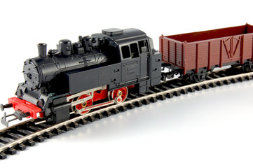 Fototapeta na wymiar Toy Train and freight wagon