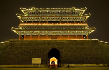 Qianmen Zhengyng Gate Tiananmen Square Beijing Night