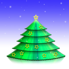 Christmas Tree with a Christmas Star on a blue/white