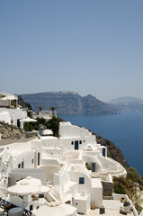 Fototapeta na wymiar Santorini Oia Caldera klify Domy Hotele Cyklady architektury