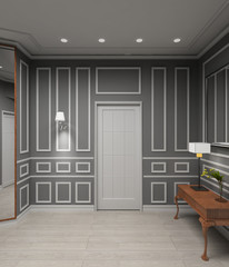 Modern design iinterior of vestibule. 3D render