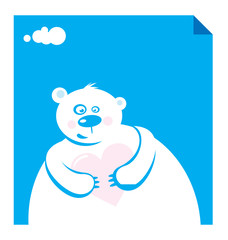 Vector Illustration Polar Bear in love with heart