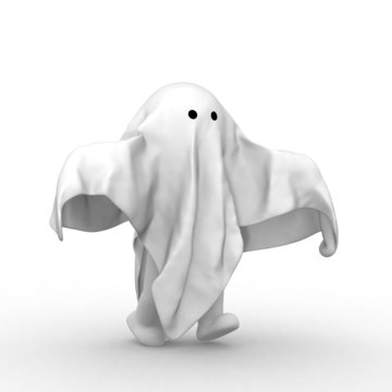 3d human with a cloth like ghost