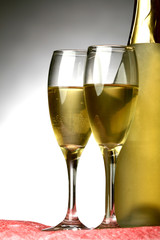 New Year's card with champagne decoration