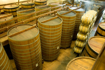 Interior of a winery in Napa, California.
