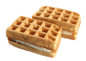 Plate with wafers on a white background.