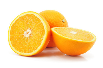 citrus orange fruit with cut isolated on white background